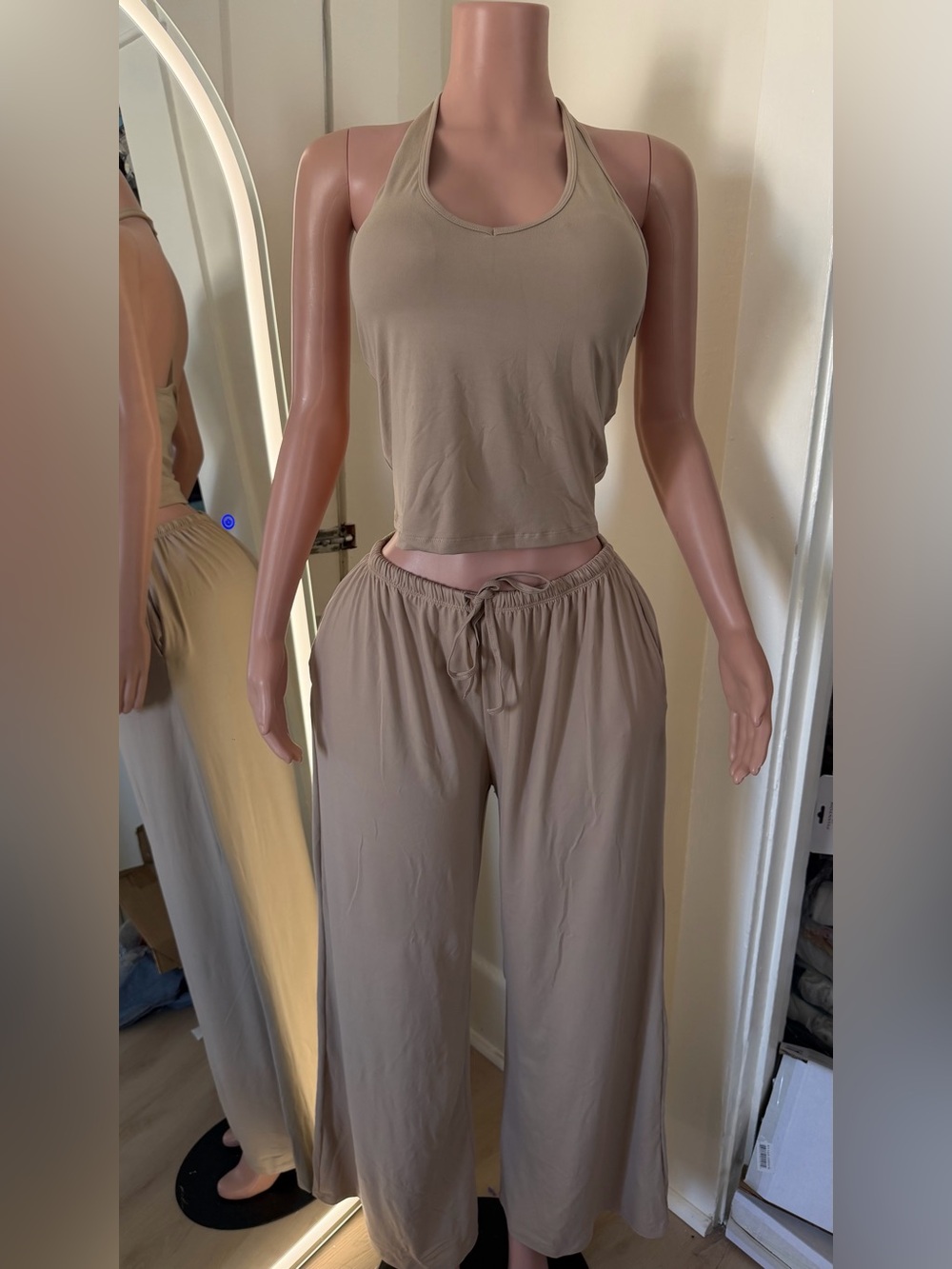 Women's Wide-Leg Drawstring Pants SET